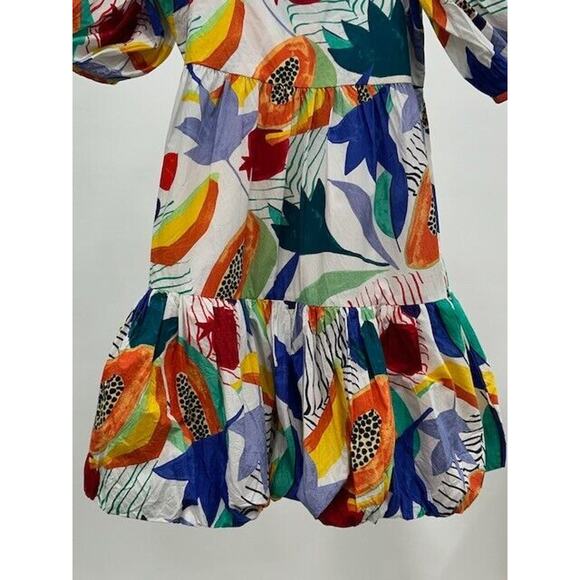 Oliphant Mini Dress Bubble Skirt Puff Sleeves Smocked Papaya Yellow Size XS NWT - Picture 7 of 15